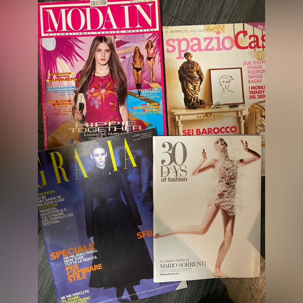 Italian and English fashion magazines early 2000s. Italian home decor magazine.